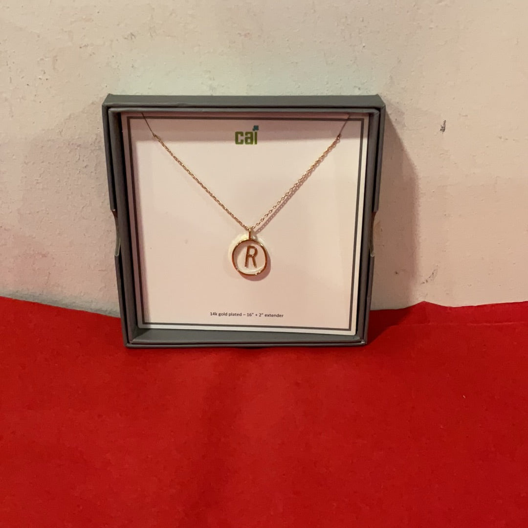 Cai Initial R Gold Necklace