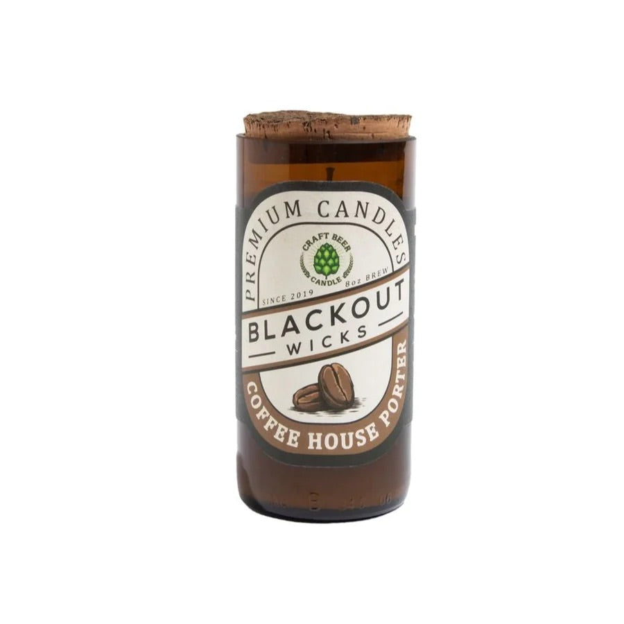 Blackout Wicks Beer Bottle Candle- Coffee House Porter