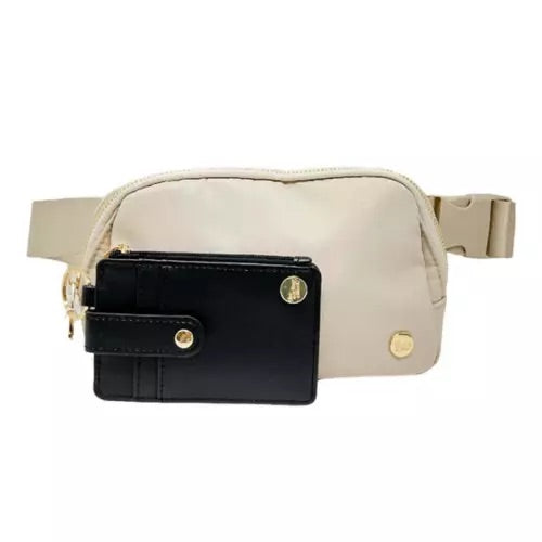 Natural Beige Belt Bag + Wallet Set