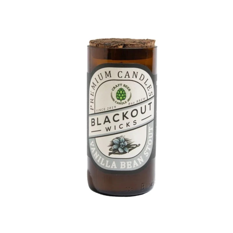 Blackout Wicks Beer Bottle Candle- Vanilla Bean Stout