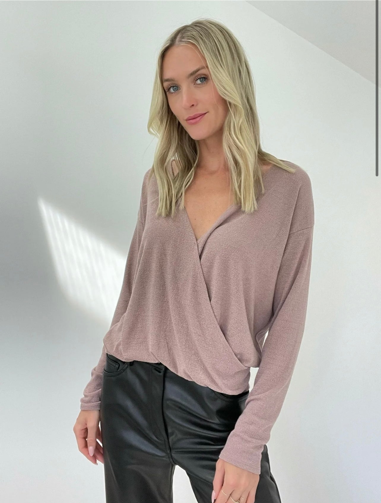 Mauve Crossover Long Sleeve Top