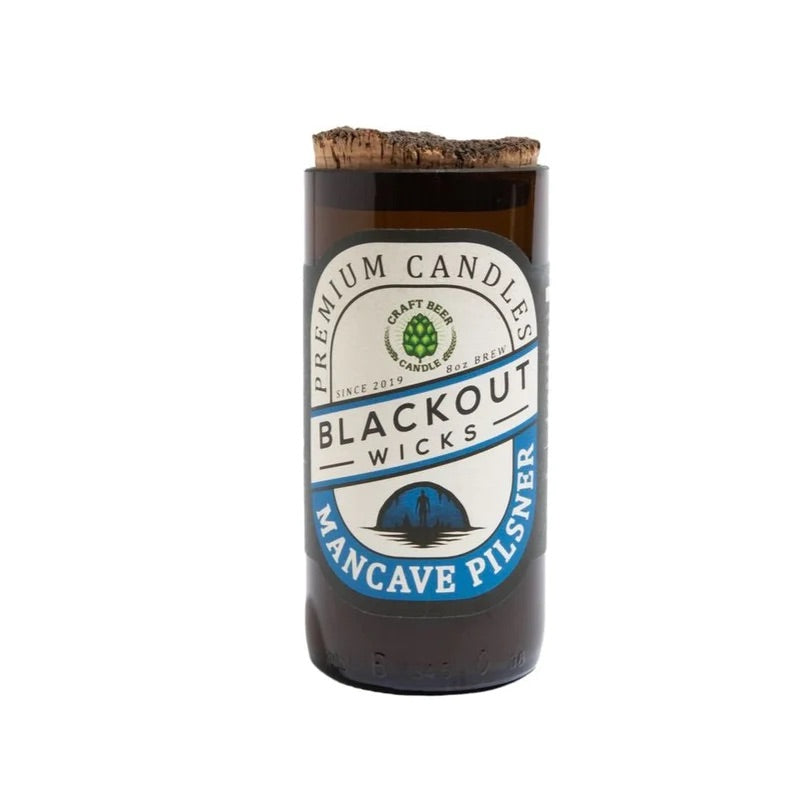 Blackout Wicks Beer Bottle Candle- Mancave Pilsner