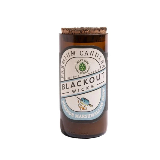Blackout Wicks Beer Bottle Candle- Fireside Marshmallow Brew
